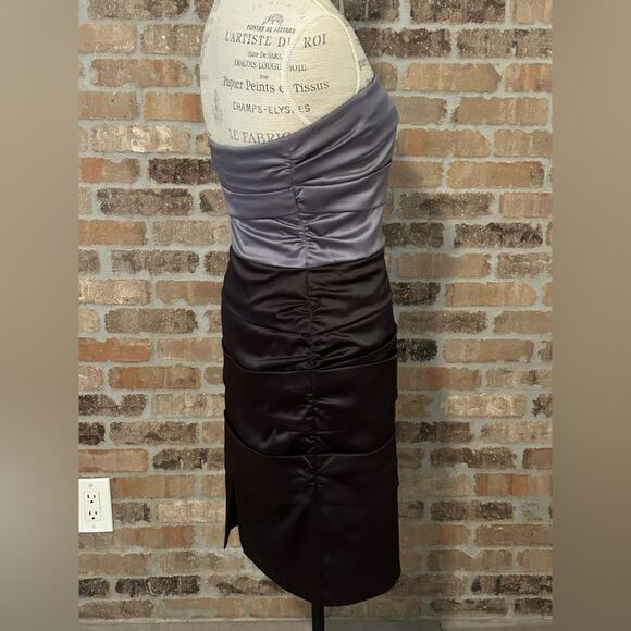 White House black market Y2K gray black color block satin bandage dress sz 4 - Picture 2 of 7